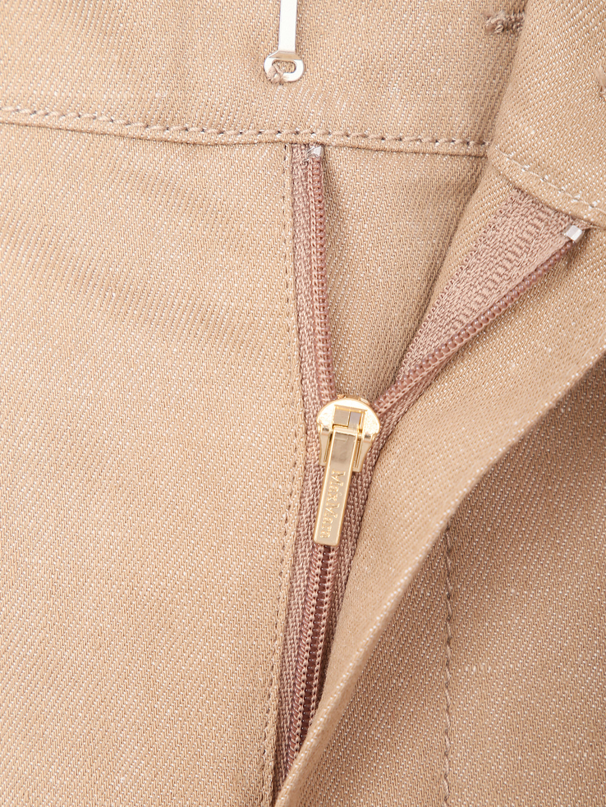 Шорты-бермуды из хлопка и льна Max Mara  –  Деталь  – Цвет:  Коричневый