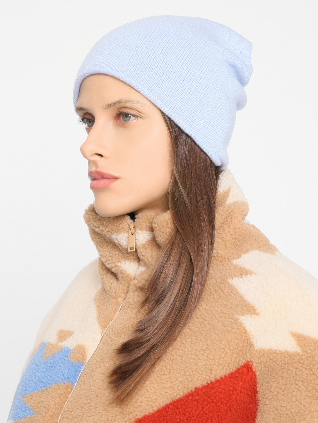 Шапка из кашемира мелкой вязки Weekend Max Mara  –  МодельОбщийВид  – Цвет:  Синий
