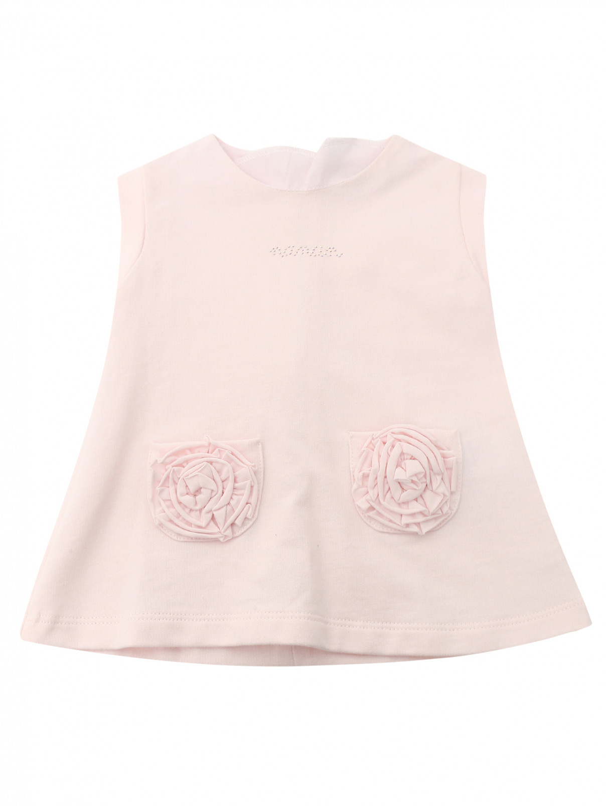 Платье из хлопка с декором на карманах Nanan  –  Общий вид  – Цвет:  Розовый