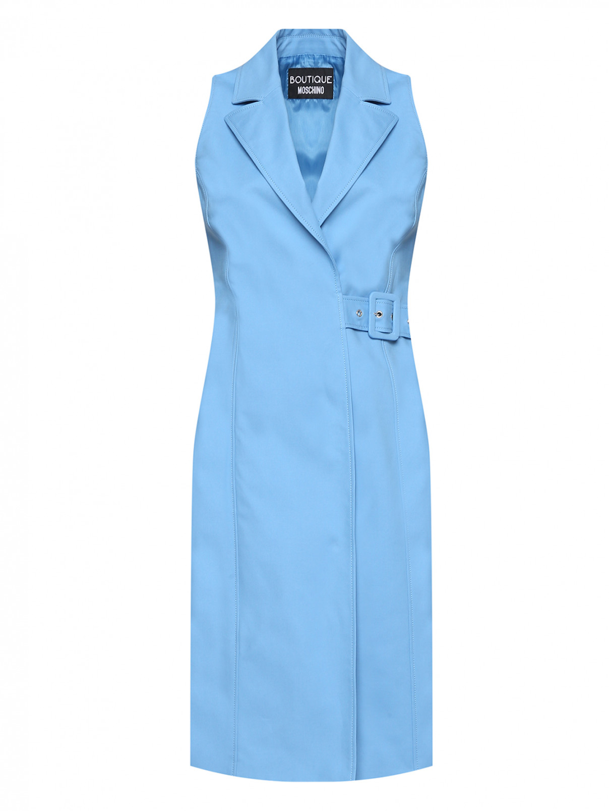 Платье из хлопка без рукавов Moschino Boutique  –  Общий вид  – Цвет:  Синий