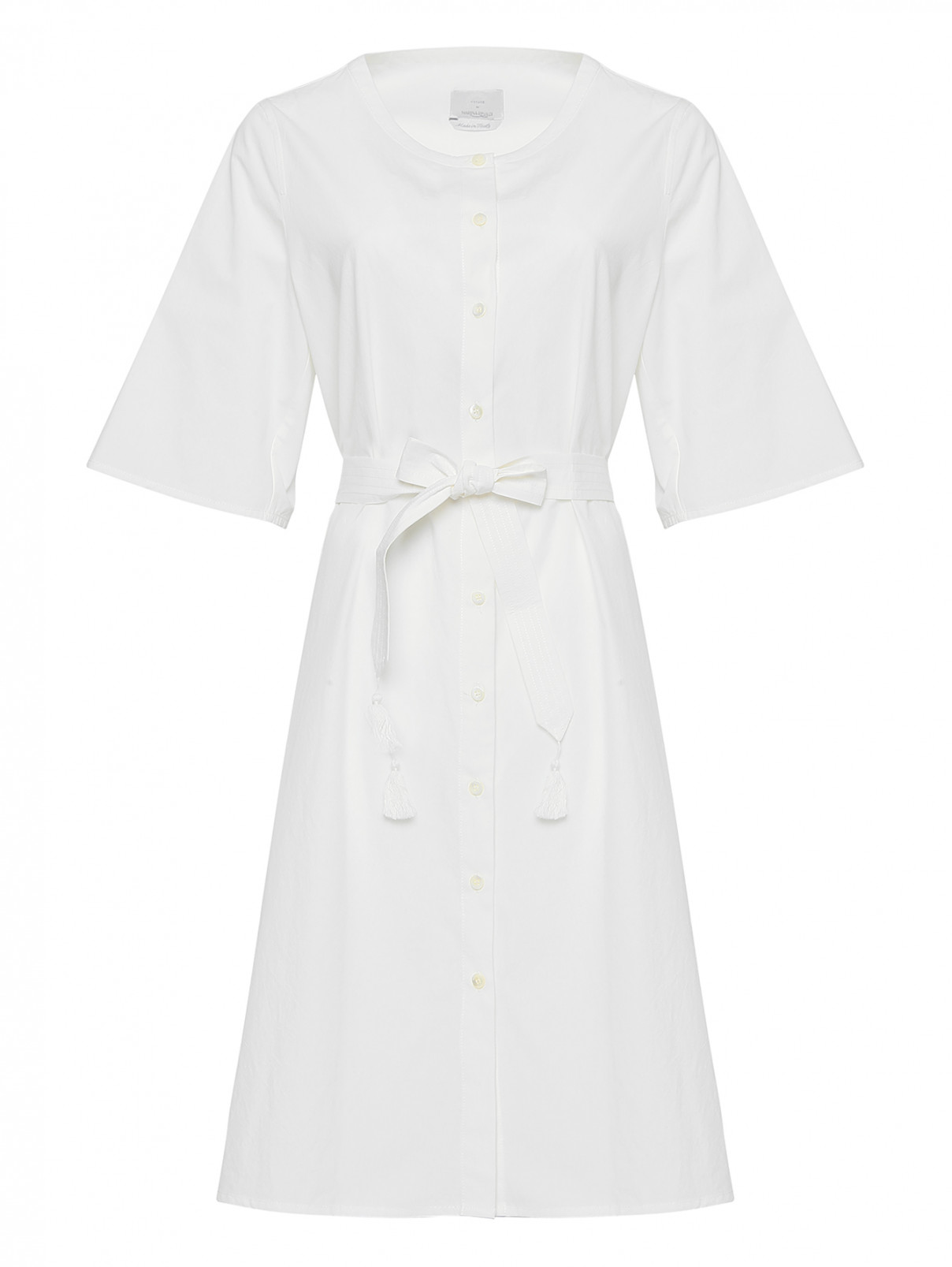 Платье хлопковое, на пуговицах Marina Rinaldi  –  Общий вид  – Цвет:  Белый