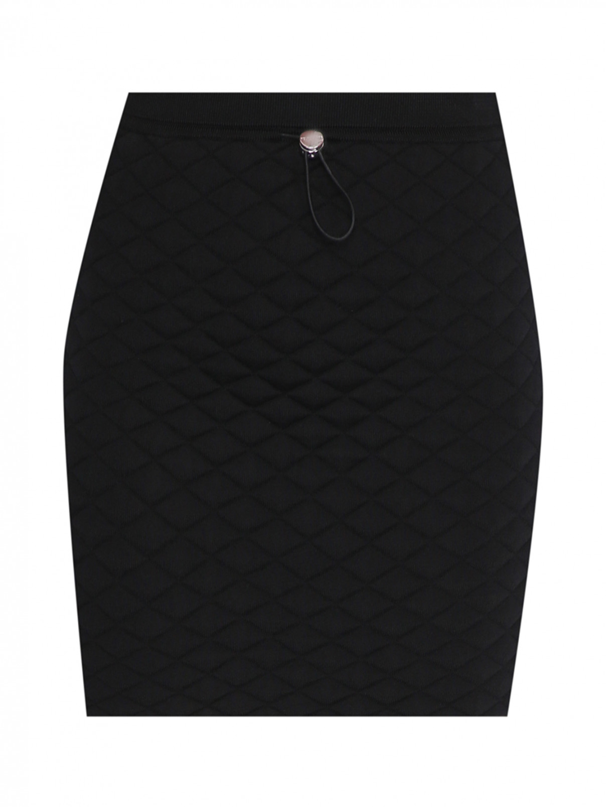 Стеганая юбка-мини из вискозы на резинке Helmut Lang  –  Общий вид  – Цвет:  Черный