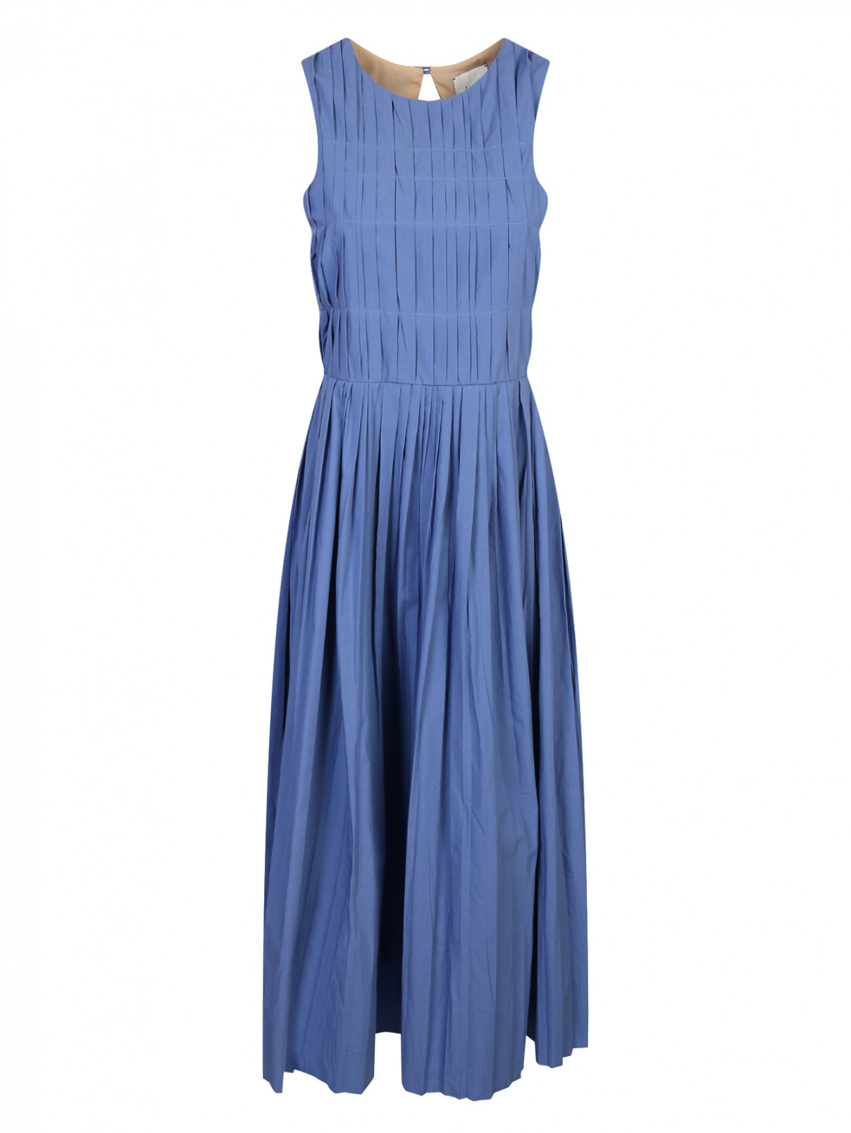 Платье-миди с драпировкой Alysi  –  Общий вид  – Цвет:  Синий