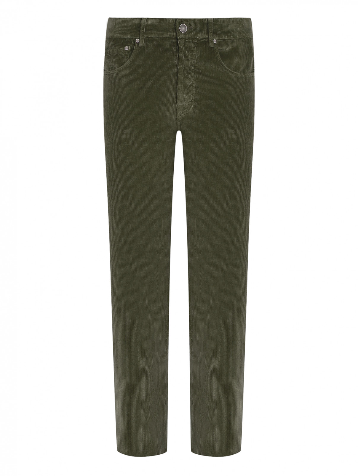 Вельветовые брюки из смешанного хлопка LARDINI  –  Общий вид  – Цвет:  Зеленый