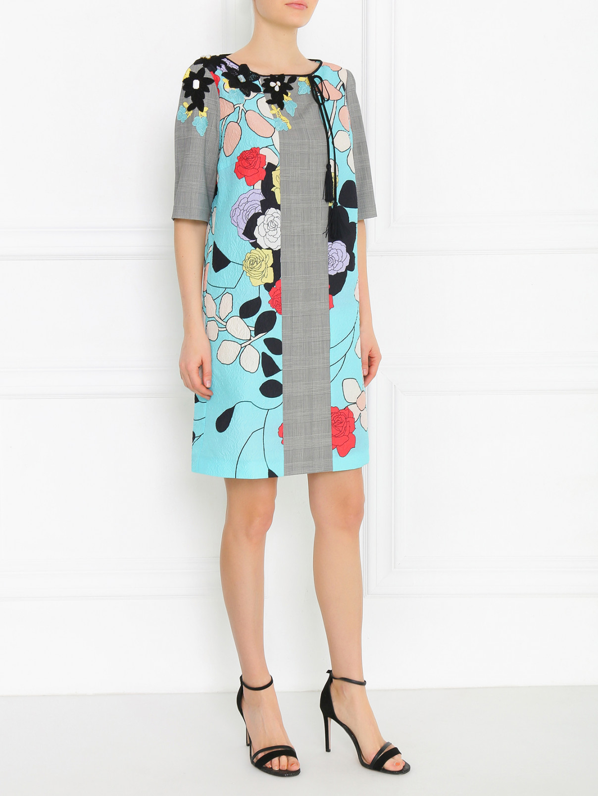 Платье-мини прямого кроя с вышивкой и узором Antonio Marras  –  Модель Общий вид  – Цвет:  Мультиколор