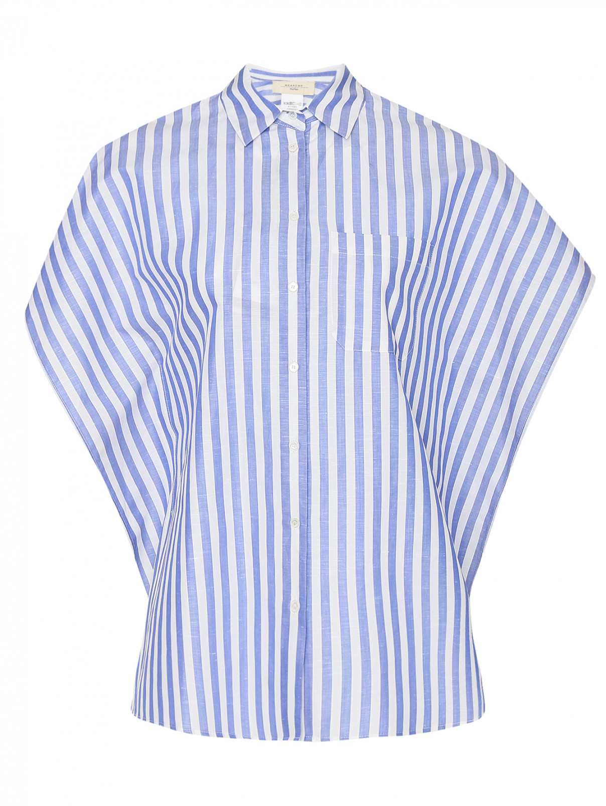 Блуза из хлопка и льна с узором полоска Weekend Max Mara  –  Общий вид  – Цвет:  Узор