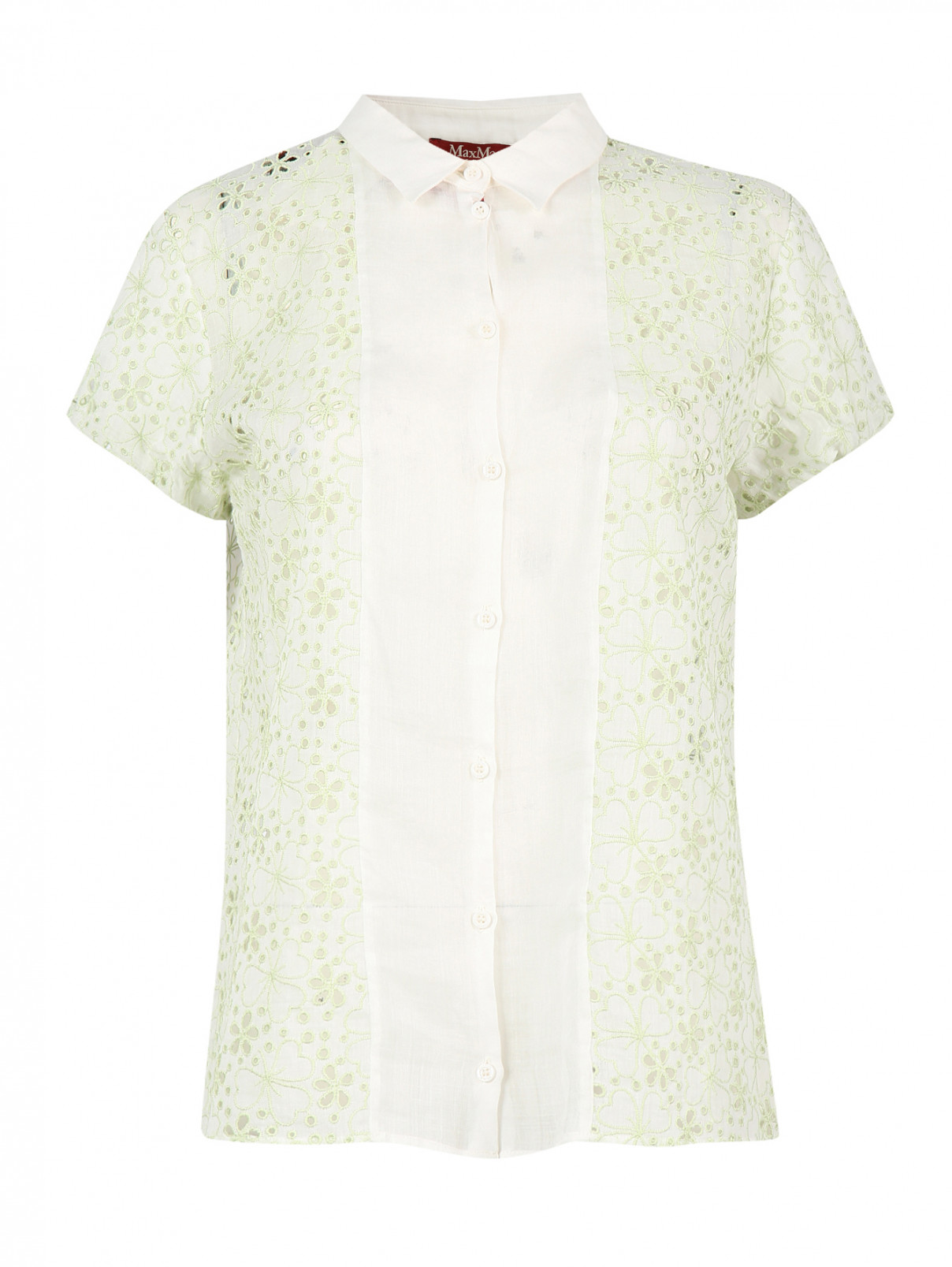 Блуза с кружевным узором Max Mara  –  Общий вид  – Цвет:  Белый