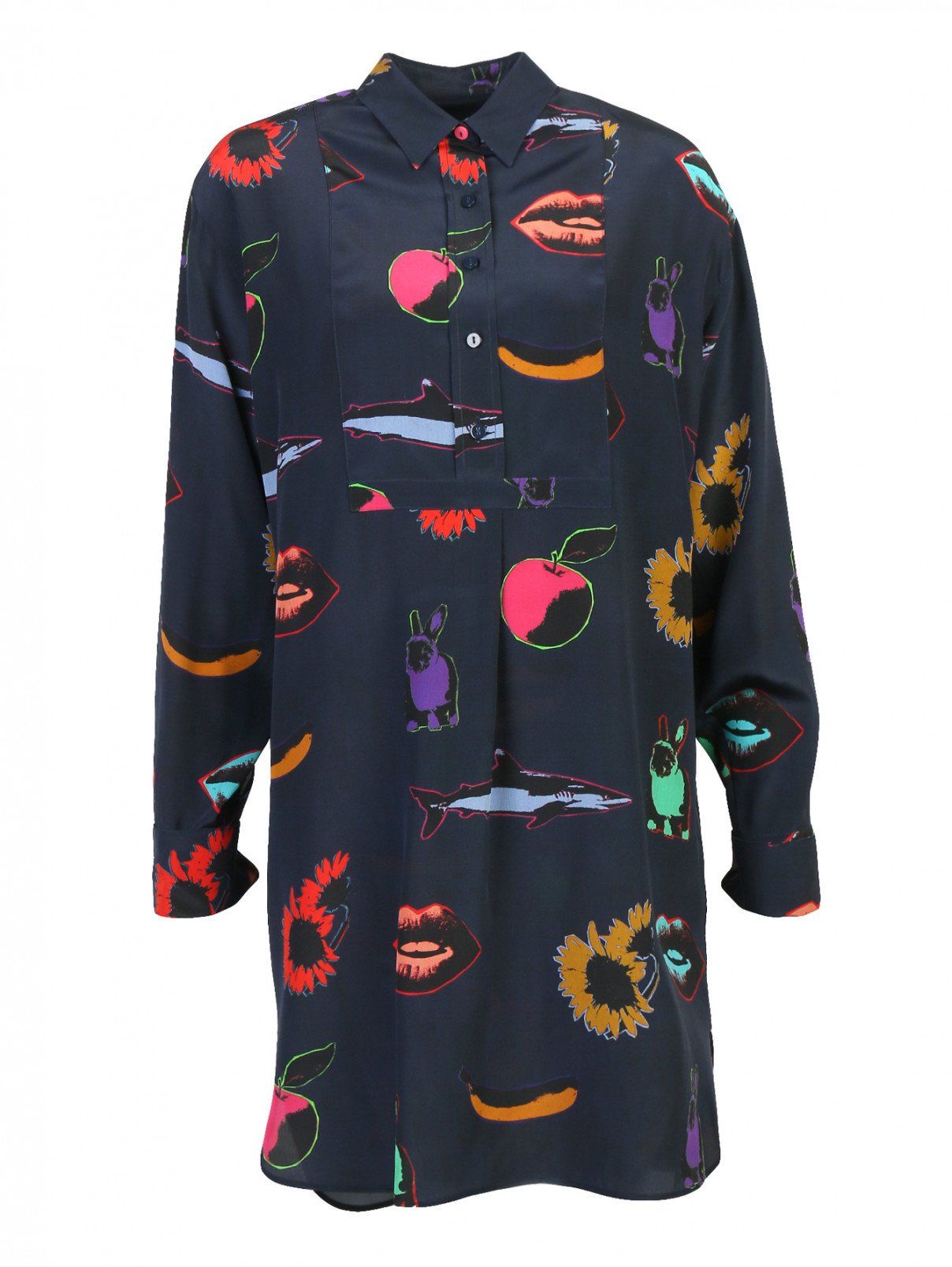 Платье-рубашка с принтом Paul Smith  –  Общий вид  – Цвет:  Синий