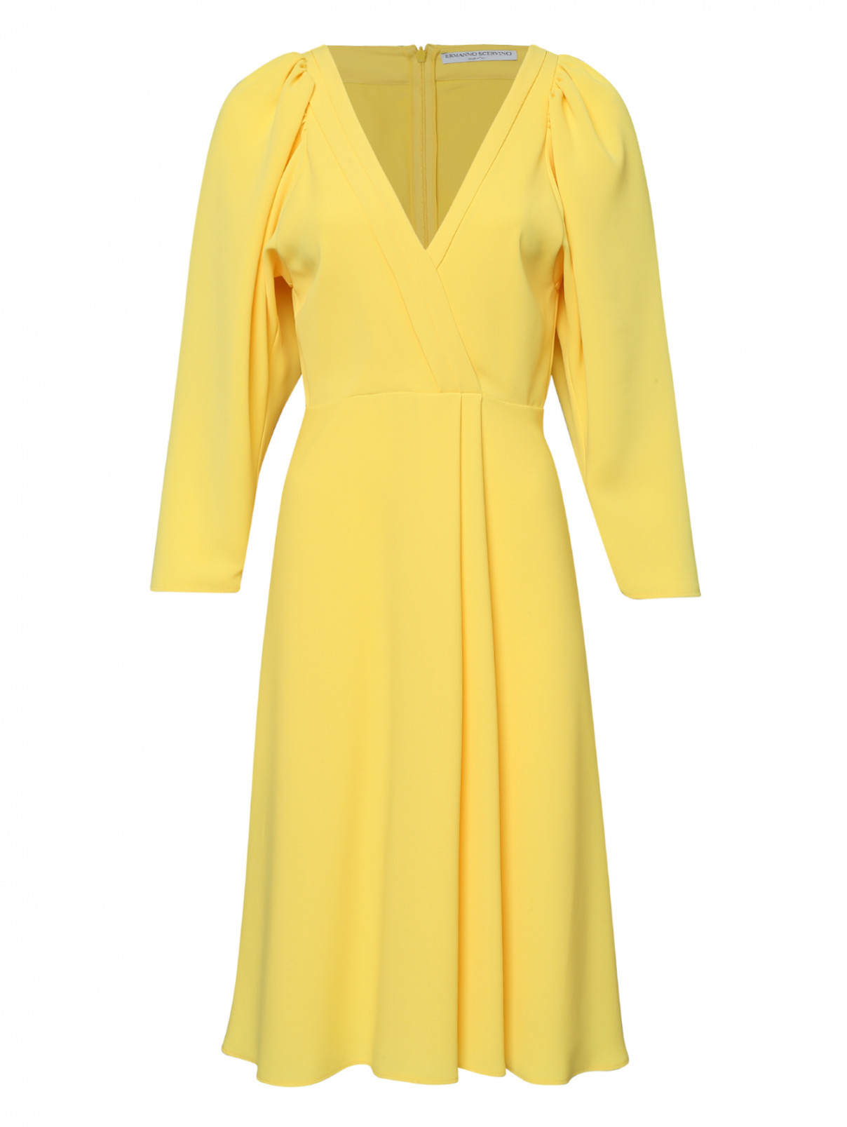Платье-миди с V-образным вырезом Ermanno Scervino  –  Общий вид  – Цвет:  Желтый