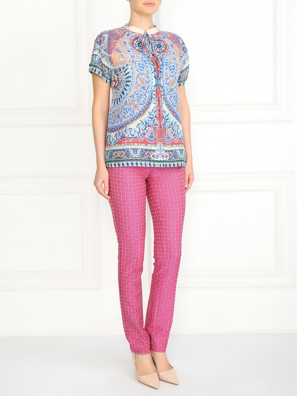 Блуза из хлопка и шелка с узором Etro  –  Модель Общий вид  – Цвет:  Узор