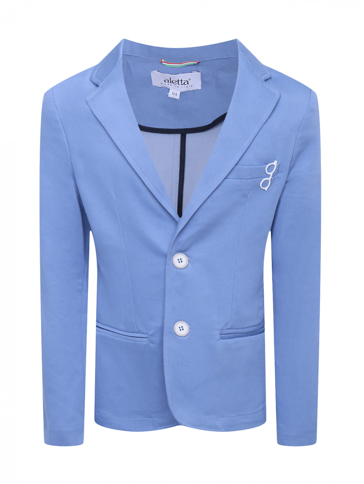 Пиджак из плотного хлопка с декором Aletta Couture  –  Общий вид  – Цвет:  Синий