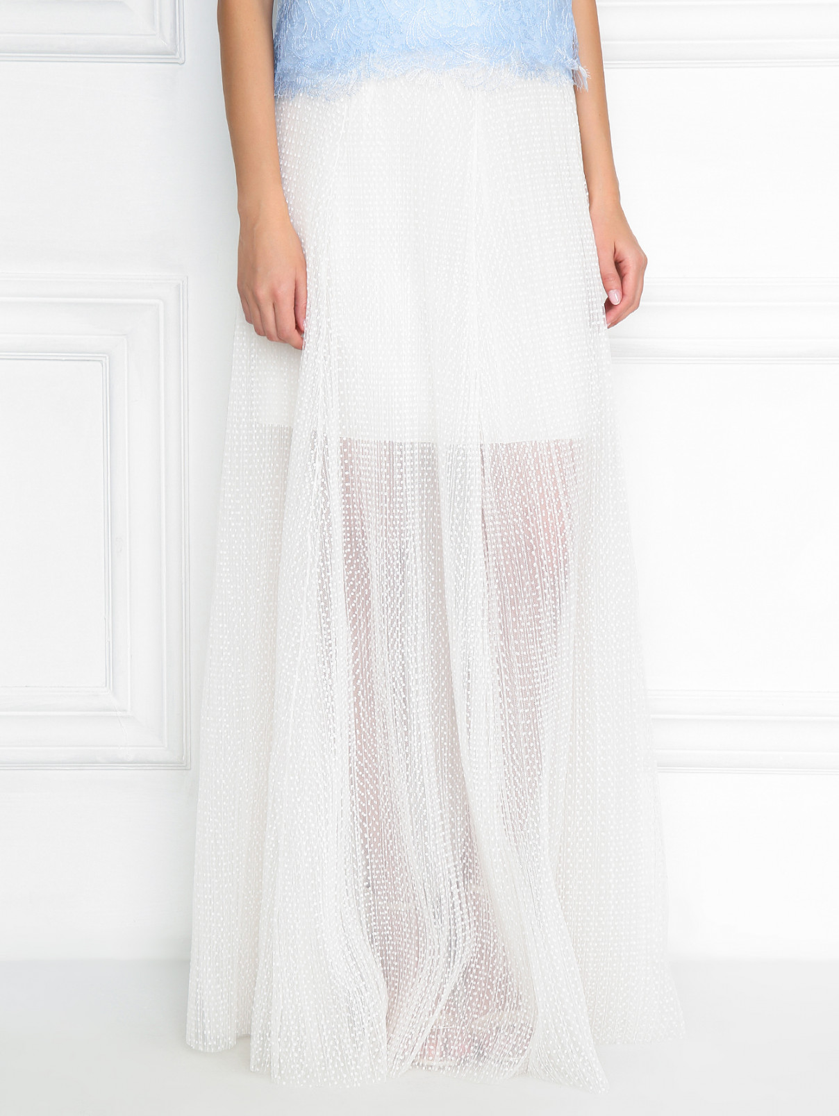 Полупрозрачная юбка-макси с узором "горох" A La Russe  –  МодельВерхНиз  – Цвет:  Белый