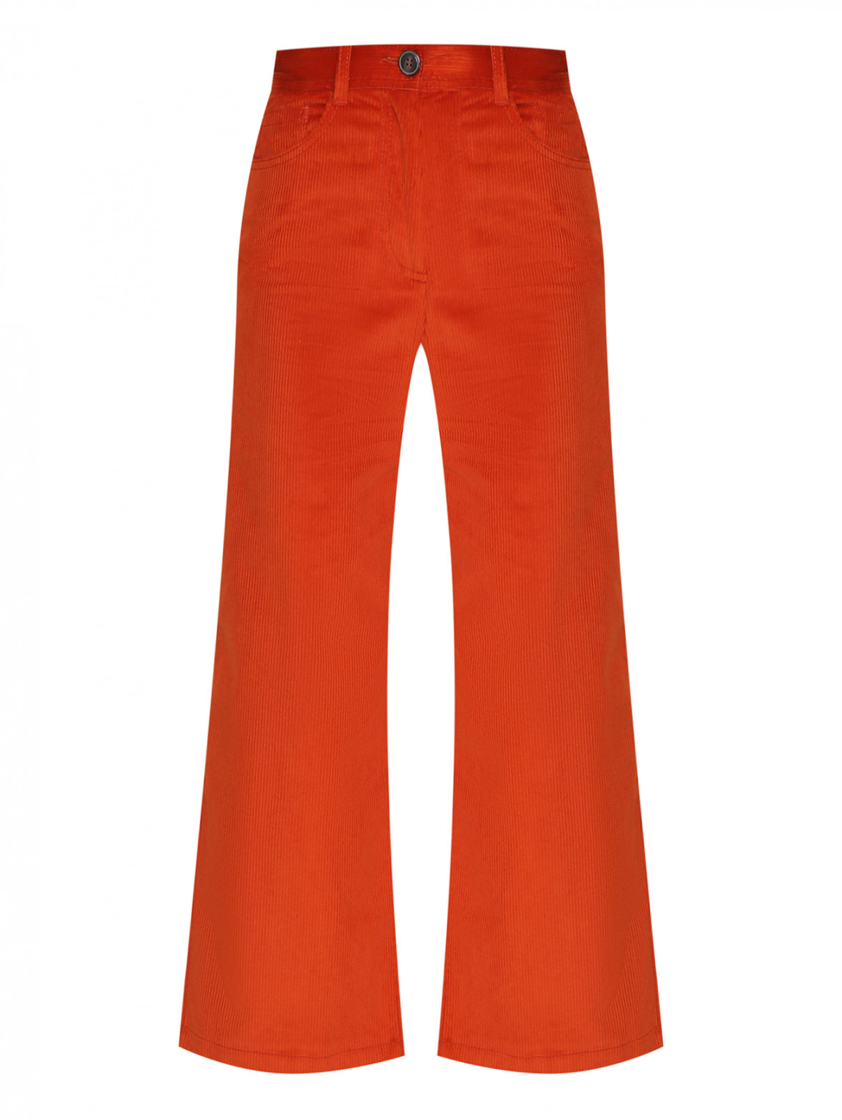 Вельветовые брюки свободного кроя с карманами Max&Co  –  Общий вид  – Цвет:  Оранжевый
