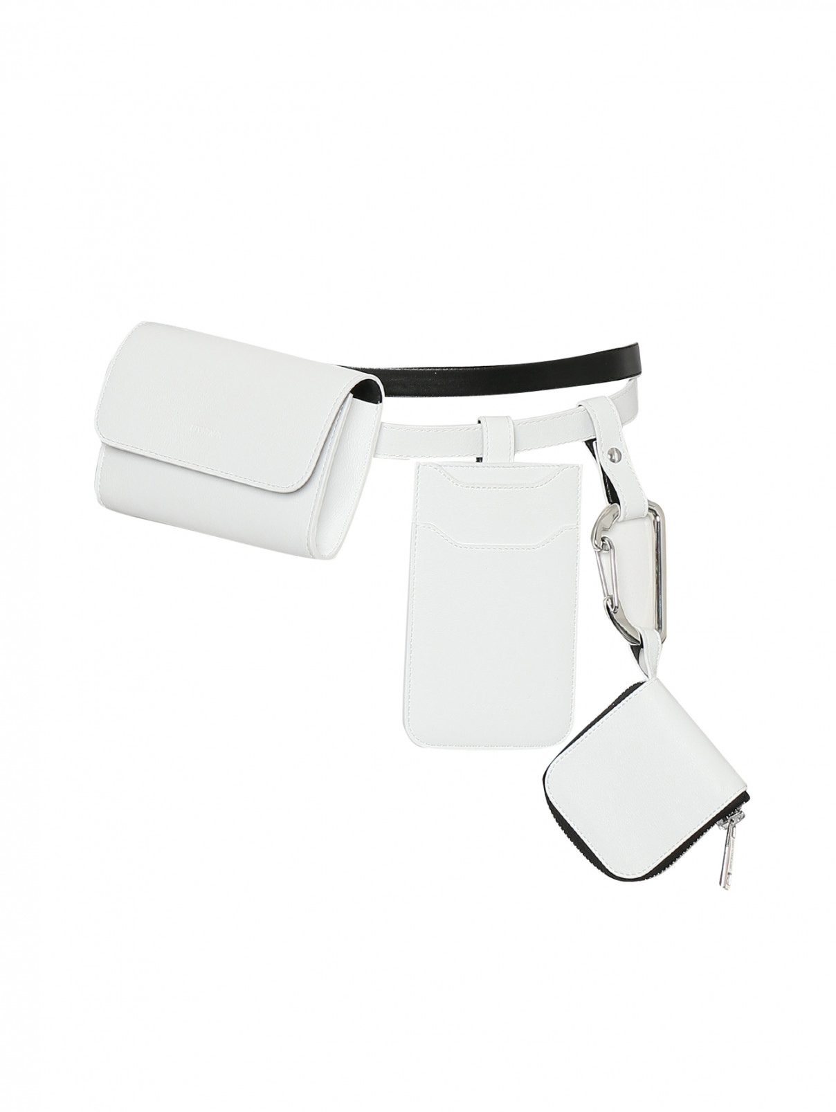 Ремень из гладкой кожи с поясными сумочками Sportmax  –  Общий вид  – Цвет:  Белый