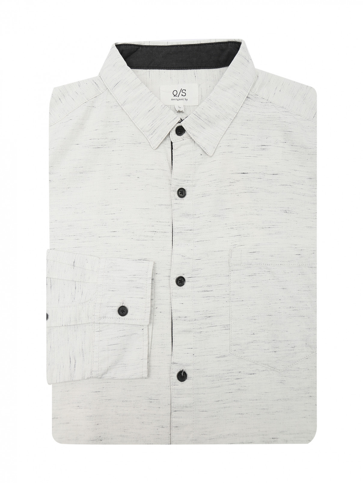 Рубашка из хлопка на пуговицах Q/S  –  Общий вид  – Цвет:  Серый