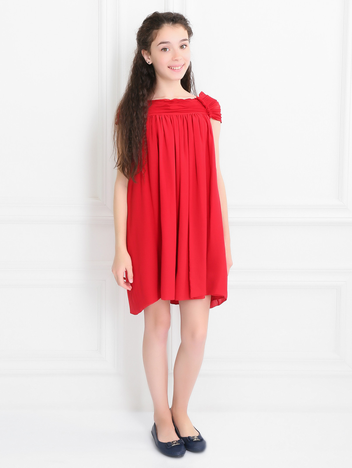 Шелковое платье А-силуэта Dior  –  Модель Общий вид  – Цвет:  Красный