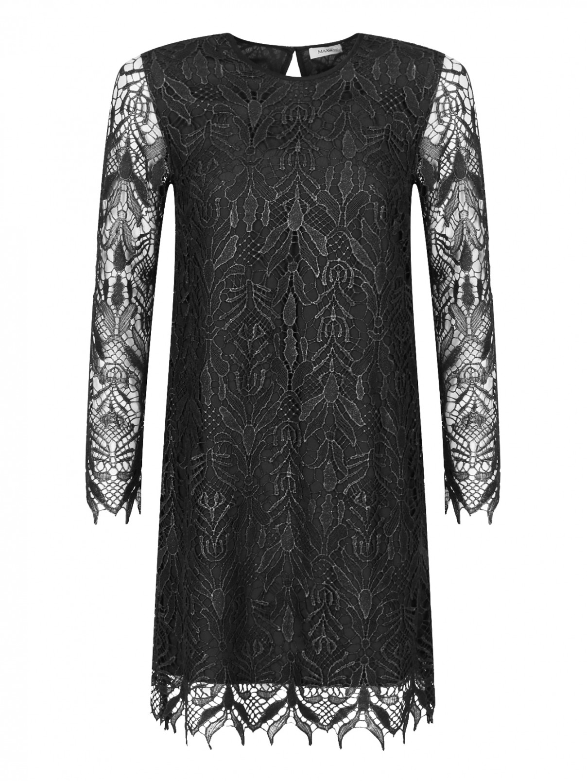 Платье с кружевным узором Max&Co  –  Общий вид  – Цвет:  Черный