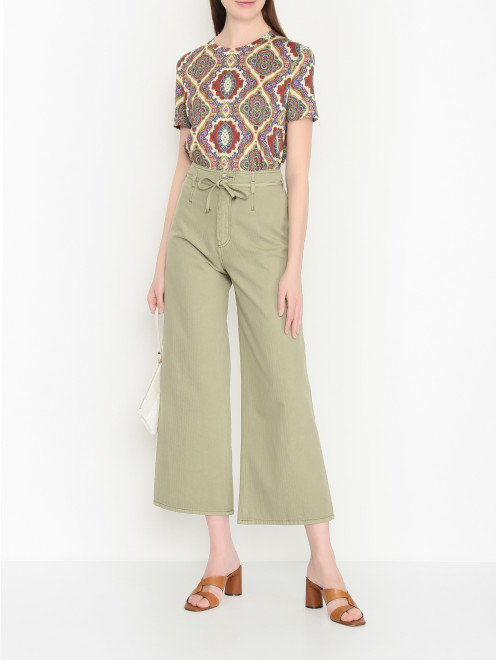 Футболка из хлопка с узором Etro - МодельОбщийВид