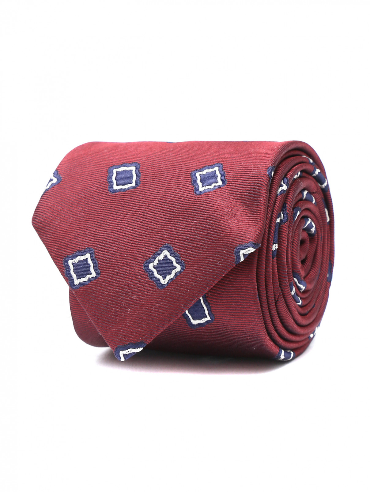 Галстук из шелка с узором ROSI Collection  –  Общий вид  – Цвет:  Красный