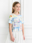 Хлопковая блуза свободного кроя с узором MiMiSol  –  Модель Верх-Низ