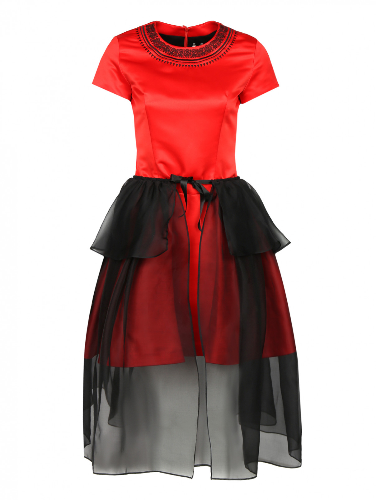Платье с юбкой-накидкой Junior Gaultier  –  Общий вид  – Цвет:  Красный