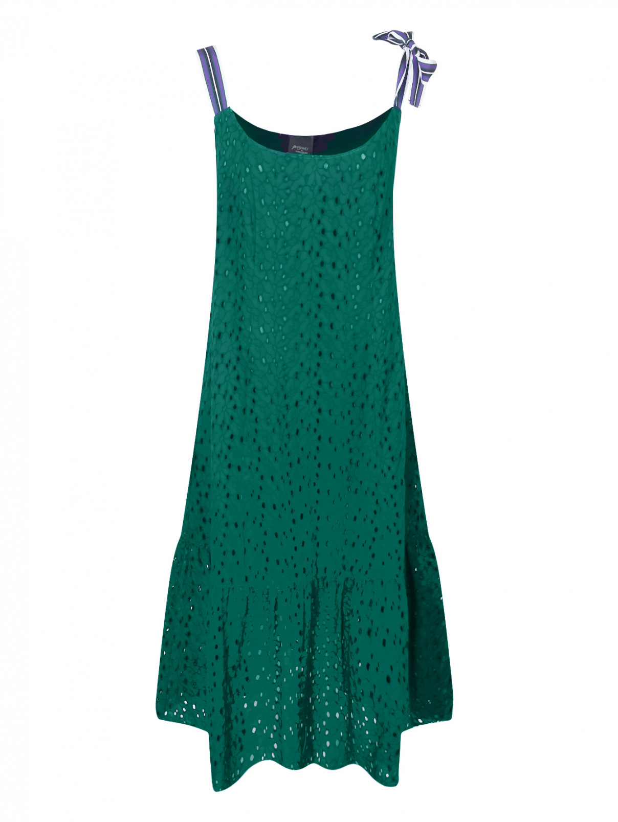 Платье из хлопка с ажурным узором Persona by Marina Rinaldi  –  Общий вид  – Цвет:  Зеленый