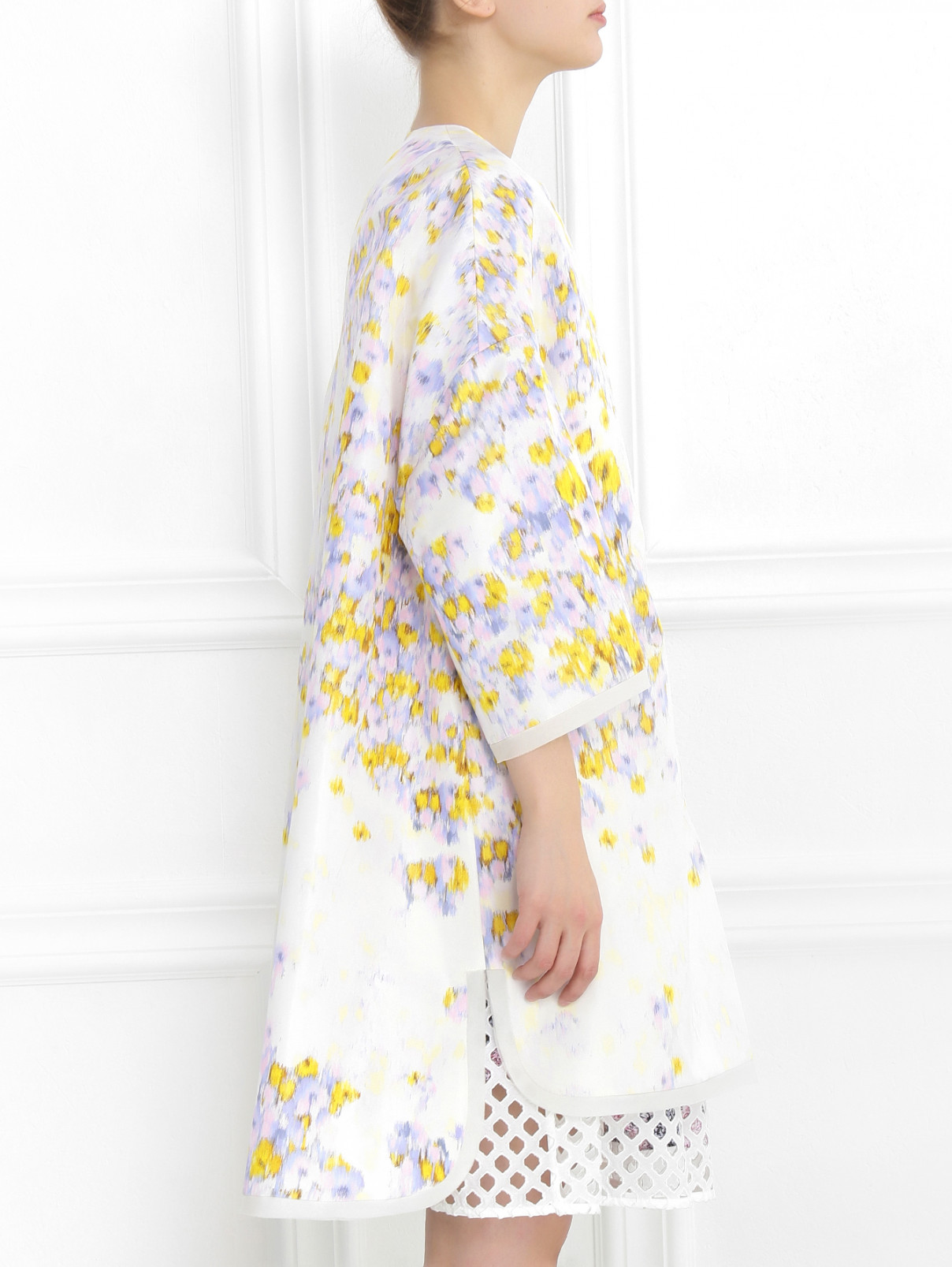 Легкое однобортное пальто с цветочным узором Giambattista Valli  –  Модель Верх-Низ2  – Цвет:  Узор