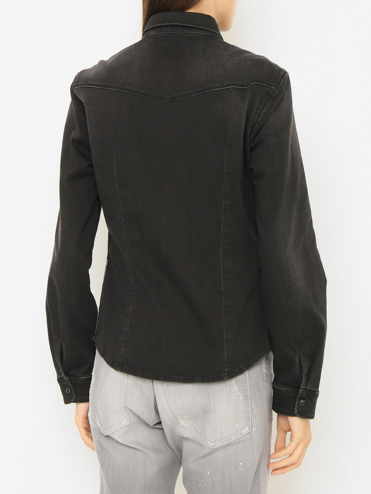Рубашка из денима с карманом Karl Lagerfeld Denim  –  МодельВерхНиз1  – Цвет:  Черный