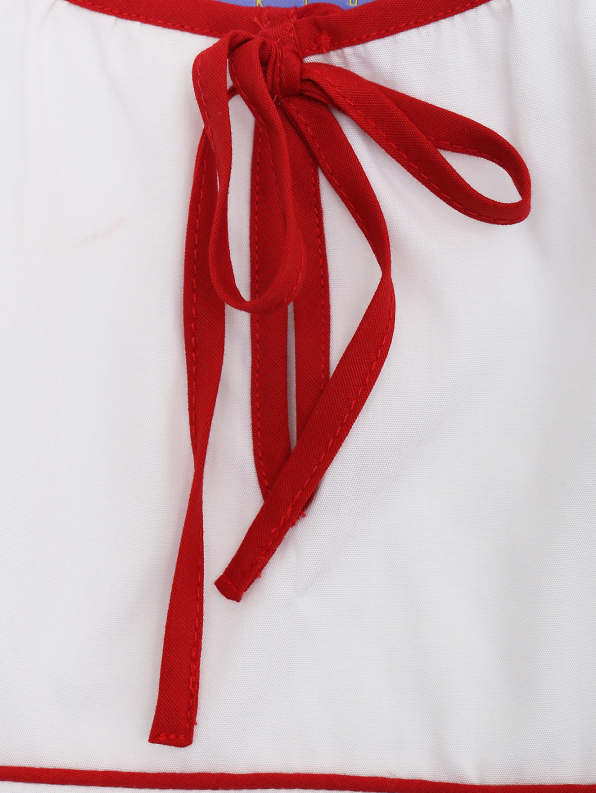 Блуза хлопковая в крестьянском стиле Stella Jean Kids  –  Деталь1  – Цвет:  Белый