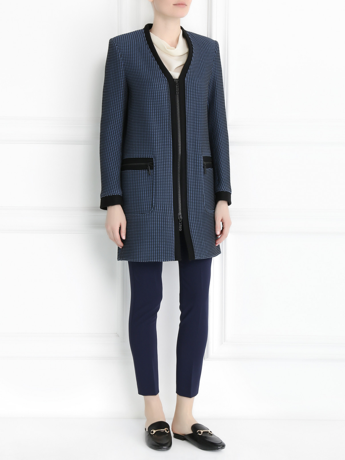 Пальто с узором и контрастными вставками Kenzo  –  Модель Общий вид  – Цвет:  Узор