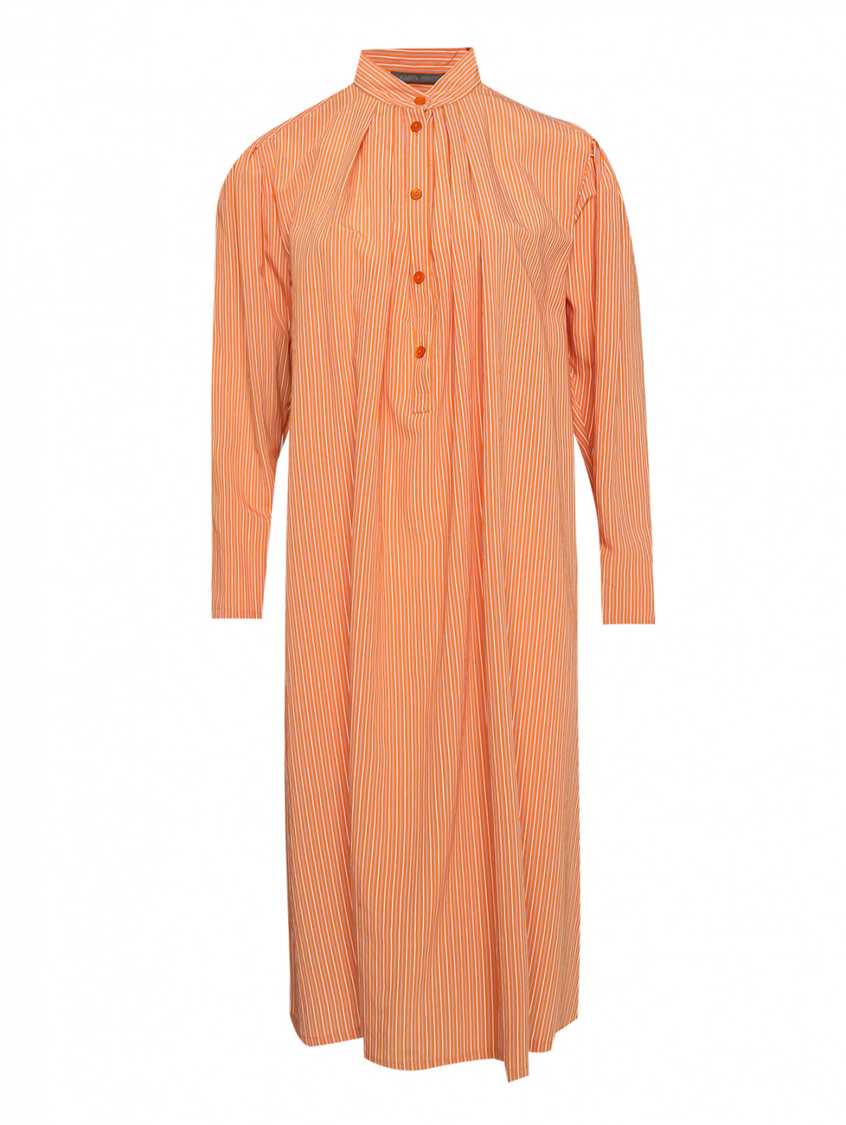 Платье из вискозы в полоску Alberta Ferretti  –  Общий вид  – Цвет:  Оранжевый