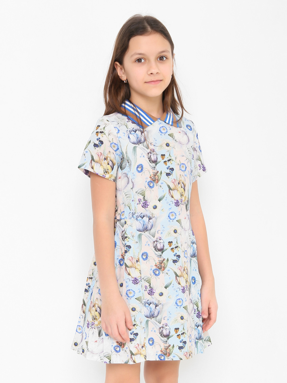 Платье с узором и складками Burberry  –  МодельВерхНиз  – Цвет:  Узор