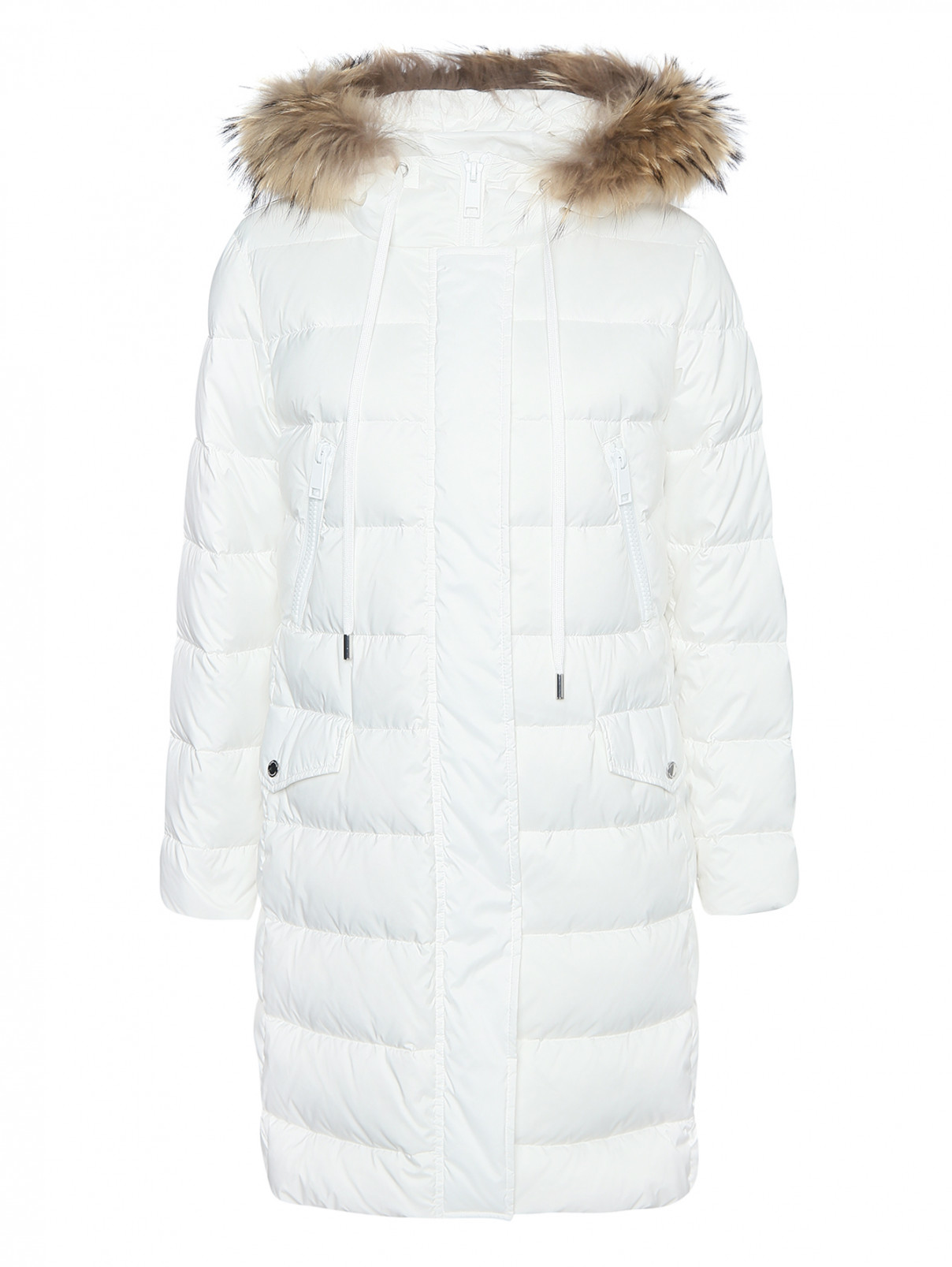 Куртка с мехом енота Marina Rinaldi  –  Общий вид  – Цвет:  Белый