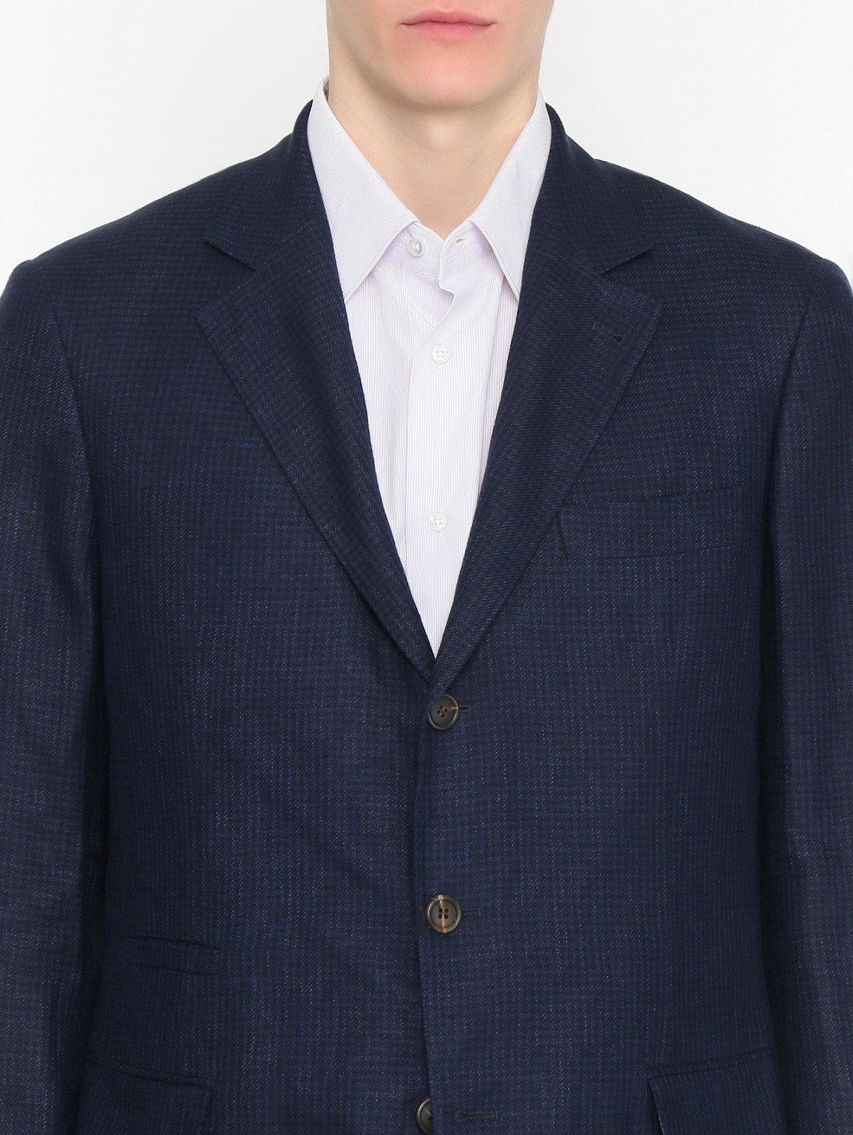 Тонкий пиджак из льна, шерсти и шелка Brunello Cucinelli  –  МодельОбщийВид1