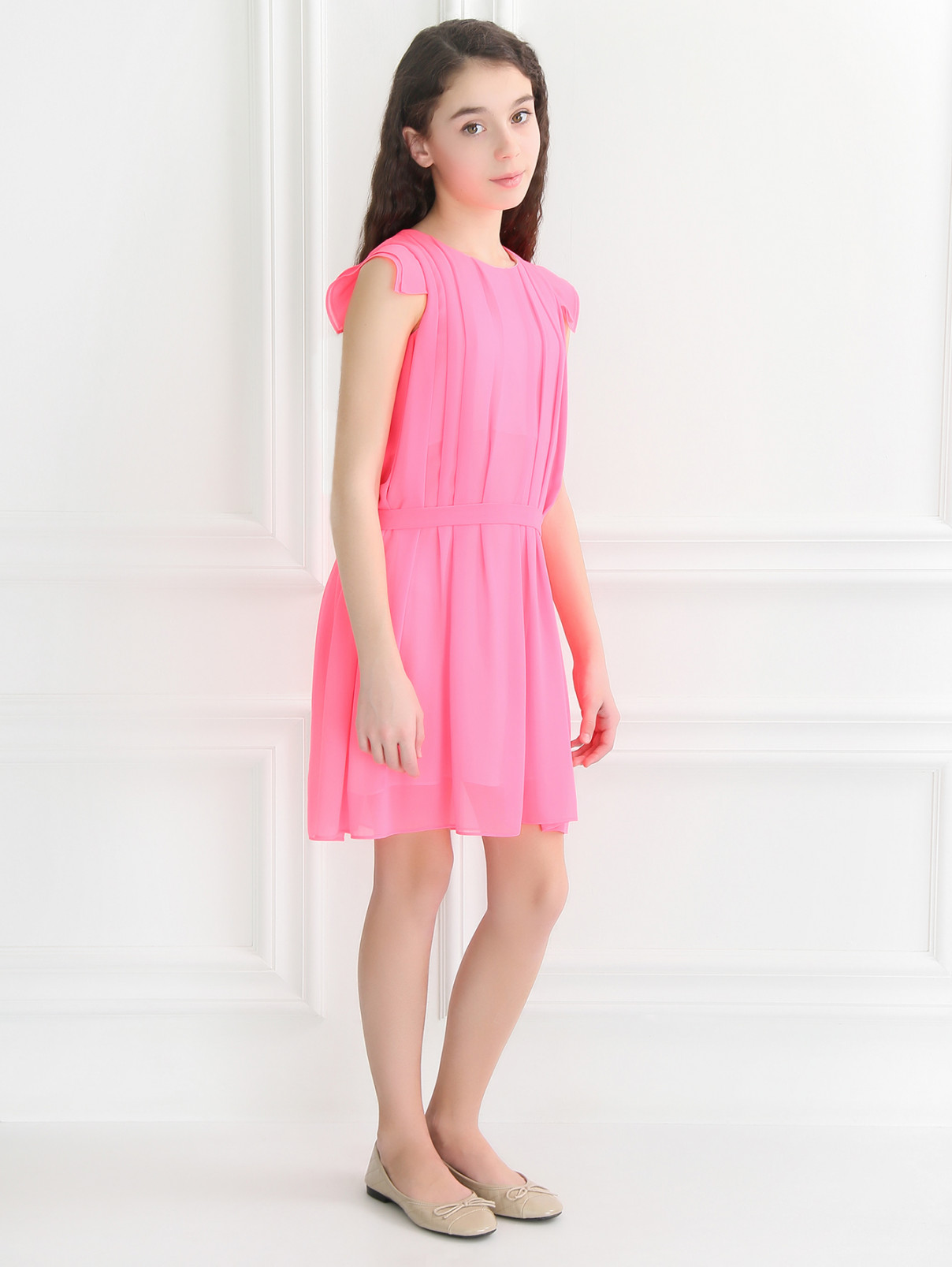 Платье яркой расцветки с драпировкой Dior  –  Модель Общий вид  – Цвет:  Розовый