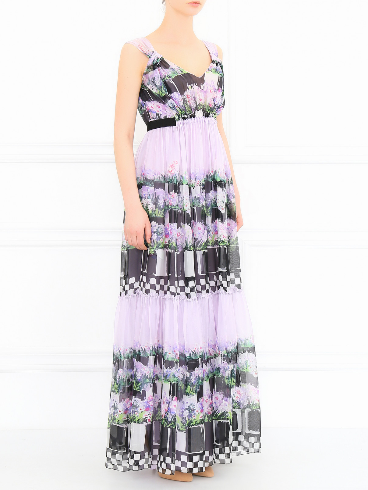 Платье-макси с цветочным узором Alberta Ferretti  –  Модель Общий вид  – Цвет:  Узор