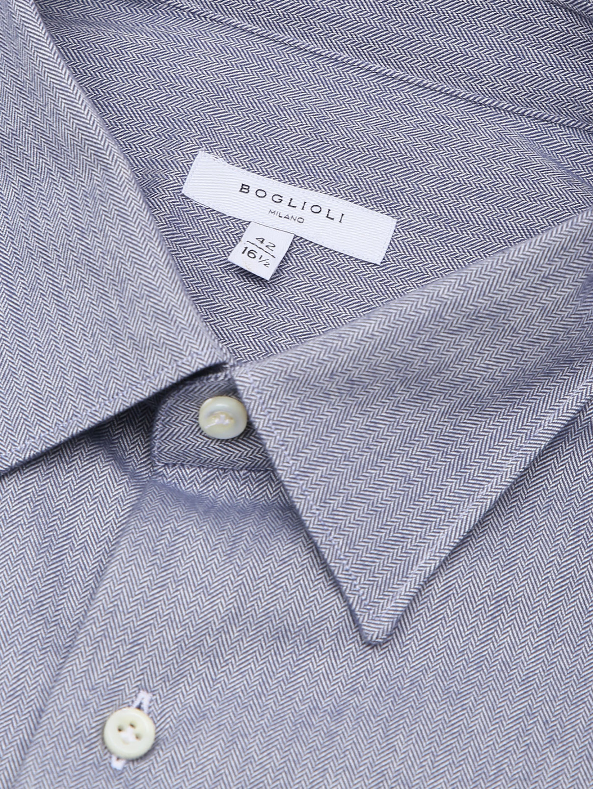 Рубашка из хлопка с узором Boglioli  –  Деталь  – Цвет:  Синий