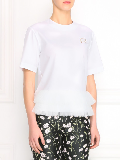 Блуза из хлопка с короткими рукавами  Rochas - Модель Верх-Низ