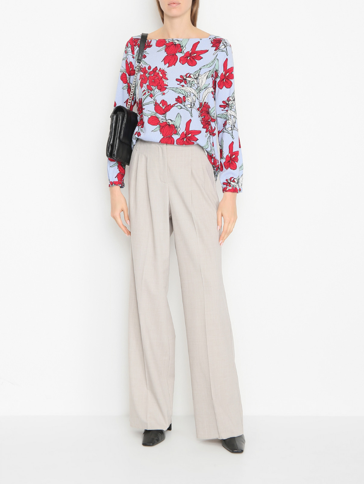 Блуза прямого кроя с цветочным принтом S.Oliver  –  МодельОбщийВид  – Цвет:  Узор