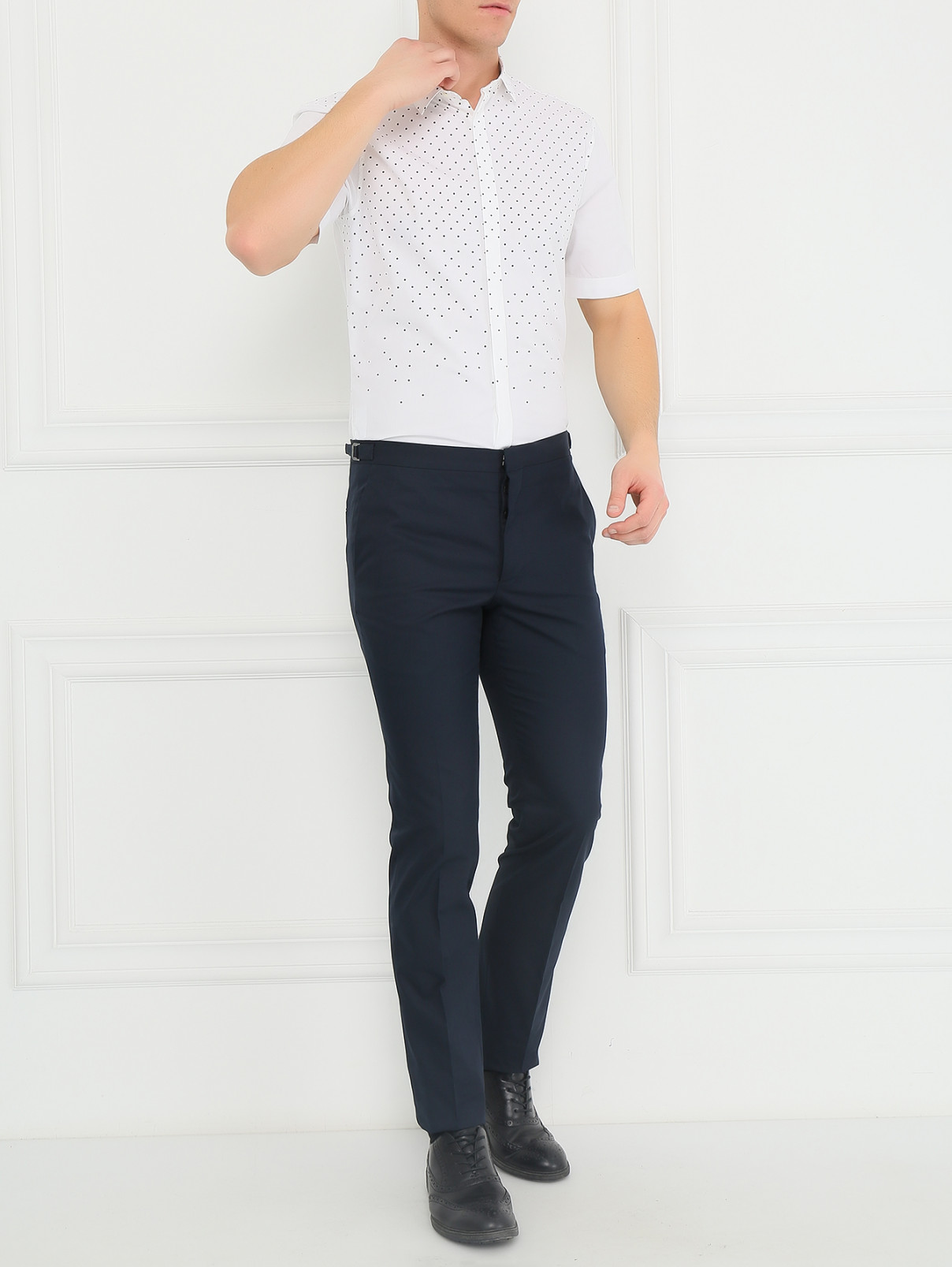Классические брюки из хлопка Jil Sander  –  Модель Общий вид  – Цвет:  Синий
