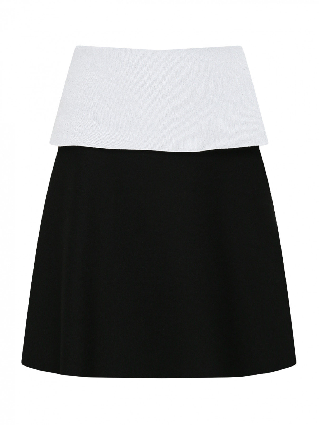 Трикотажная юбка с контрастной баской и молнией Proenza Schouler  –  Общий вид  – Цвет:  Черный