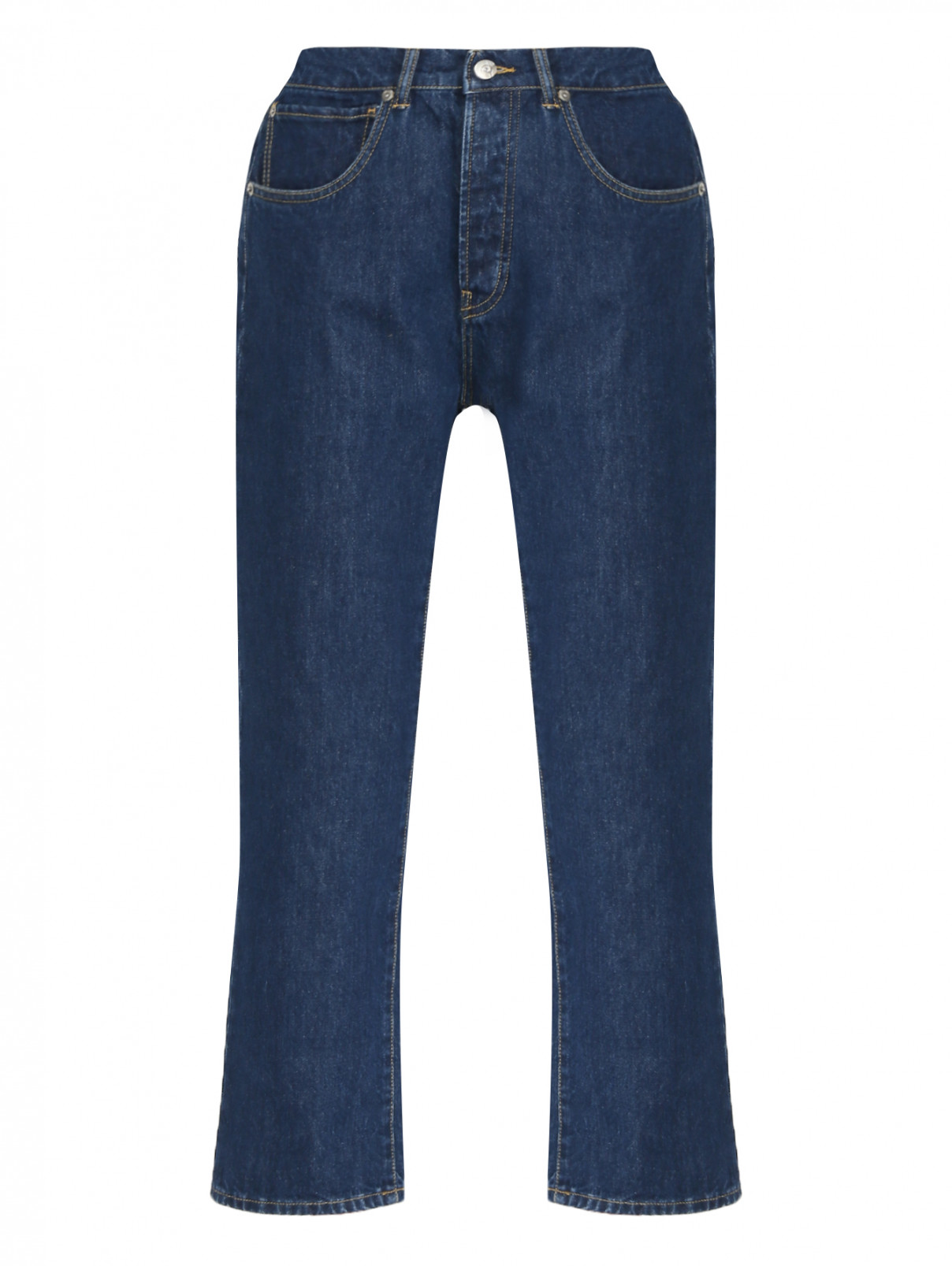 Укороченные джинсы из темного денима 3x1  –  Общий вид  – Цвет:  Синий