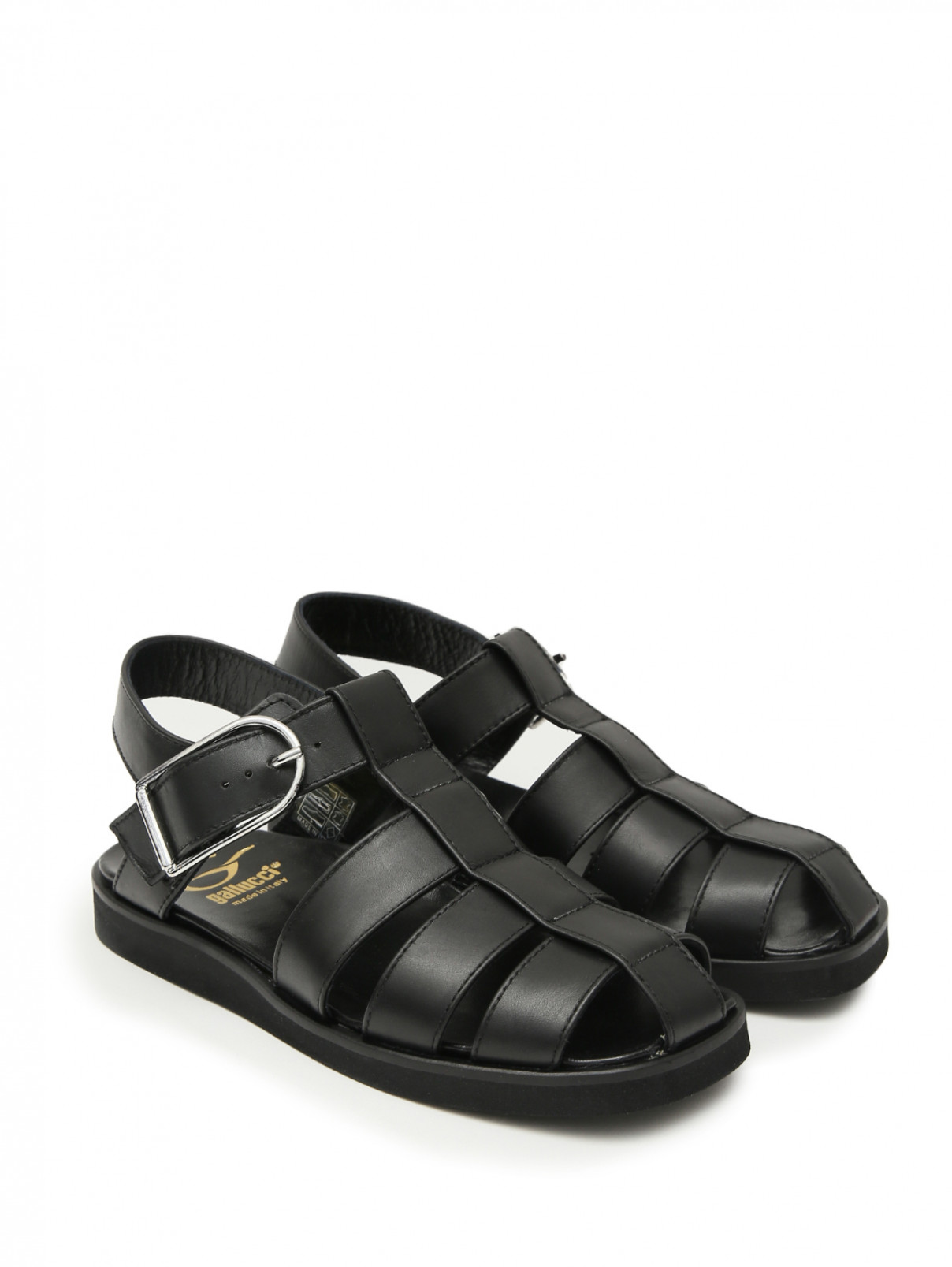 Кожаные сандалии с пряжкой Gallucci  –  Общий вид  – Цвет:  Черный