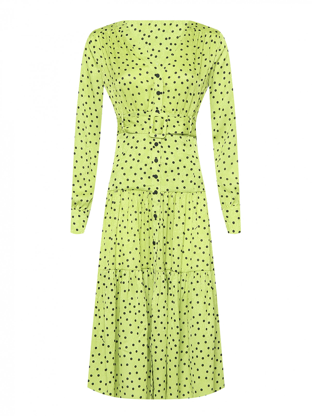 Платье-миди с узором горох PINKO  –  Общий вид  – Цвет:  Зеленый