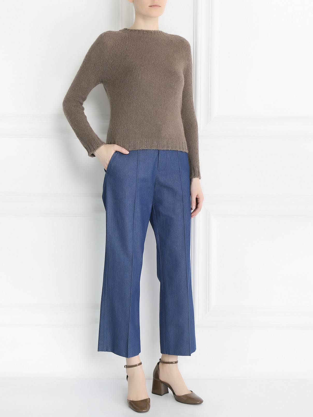 Укороченные джинсы прямого кроя Marc Jacobs  –  Модель Общий вид  – Цвет:  Синий