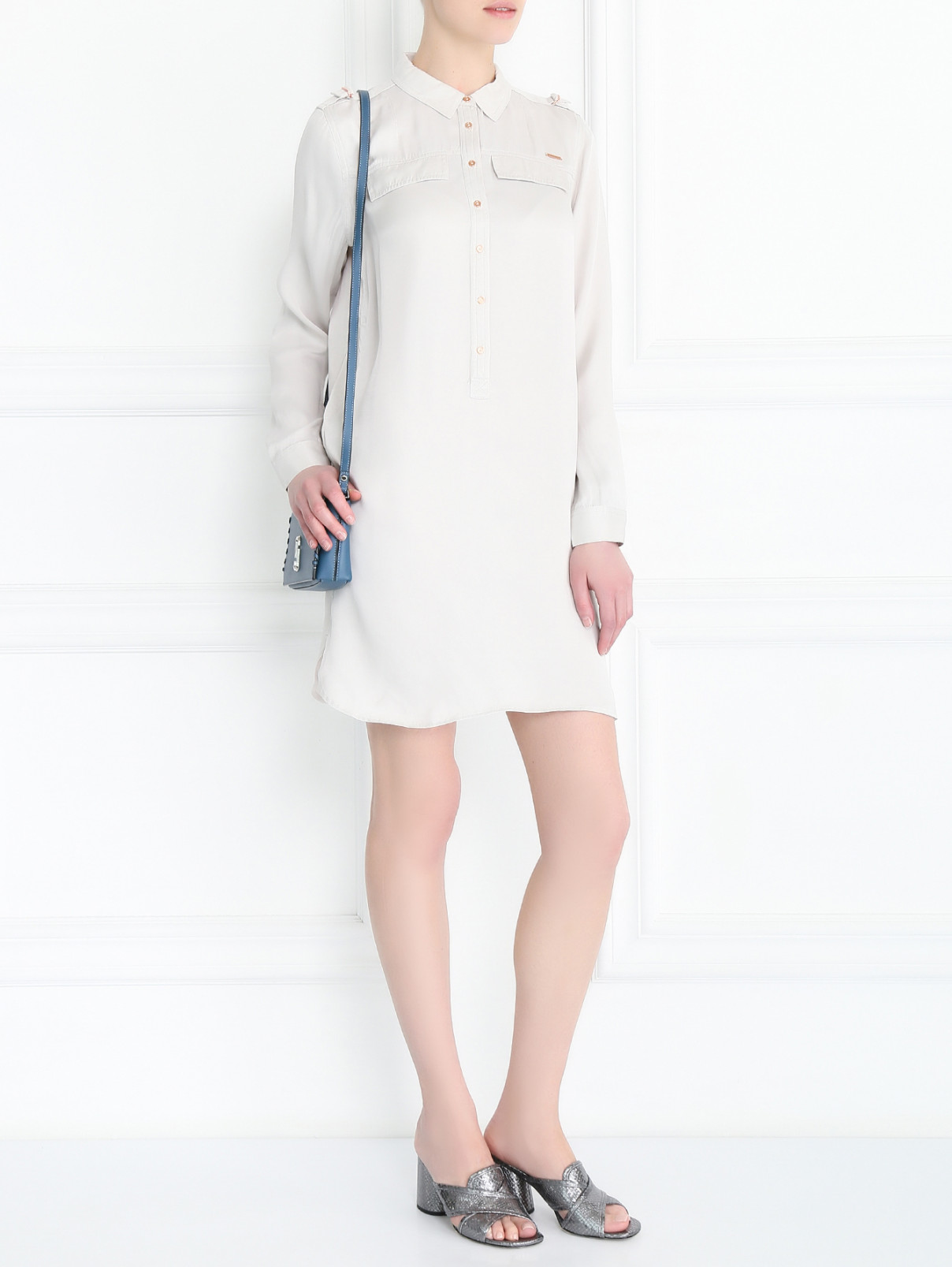 Платье-рубашка свободного кроя Calvin Klein 205W39NYC  –  Модель Общий вид  – Цвет:  Серый