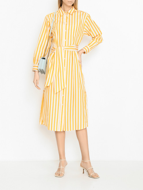 Платье-миди из хлопка в полоску Weekend Max Mara - МодельОбщийВид