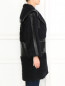 Пальто из шерсти и шелка с кожаными вставками Barbara Bui  –  Модель Верх-Низ2