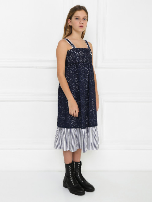 Платье из двух тканей на лямках Ermanno Scervino Junior - МодельВерхНиз