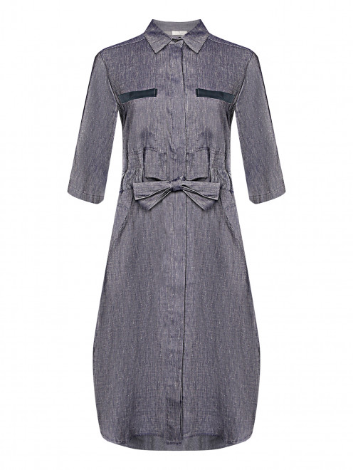 Платье из смешанного льна с накладными карманами - Общий вид